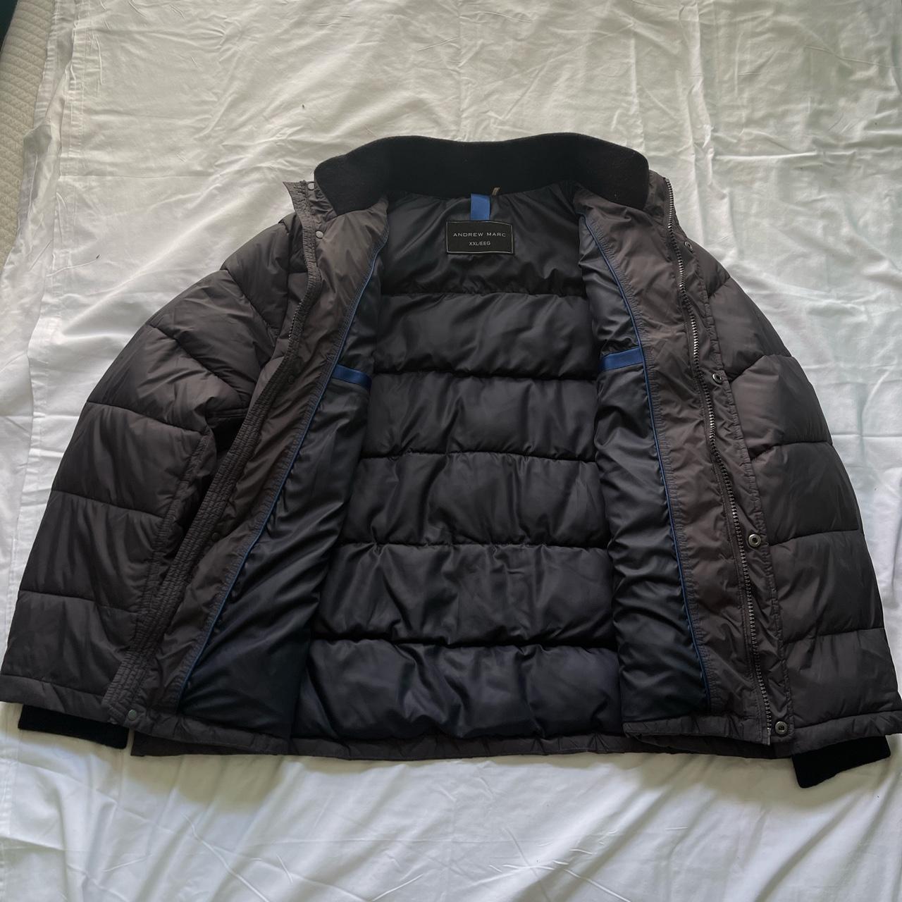 andrew marc navy puffer jacket designer, perfect... - Depop