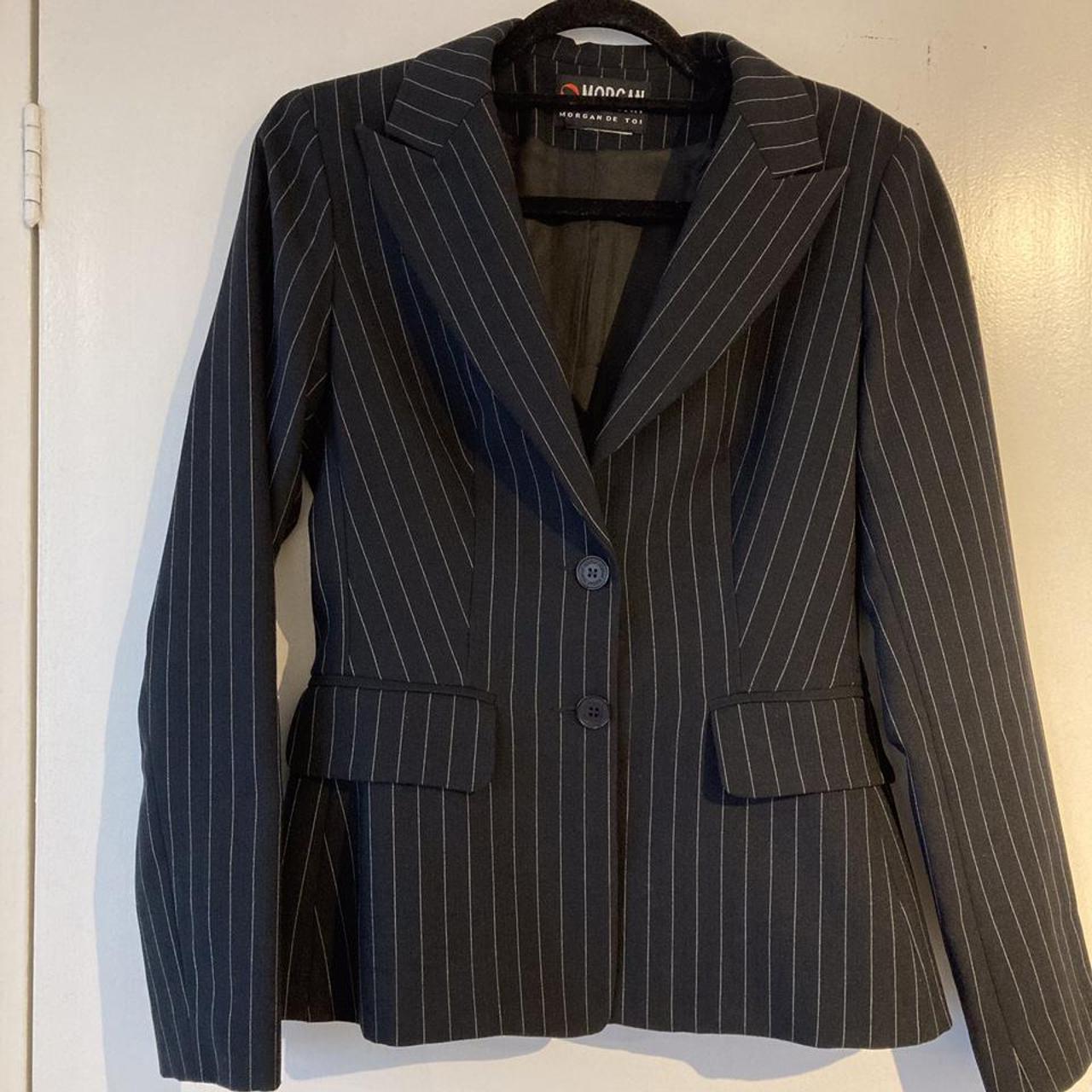 Vintage Morgan De Toi pinstripe black blazer. Size... - Depop