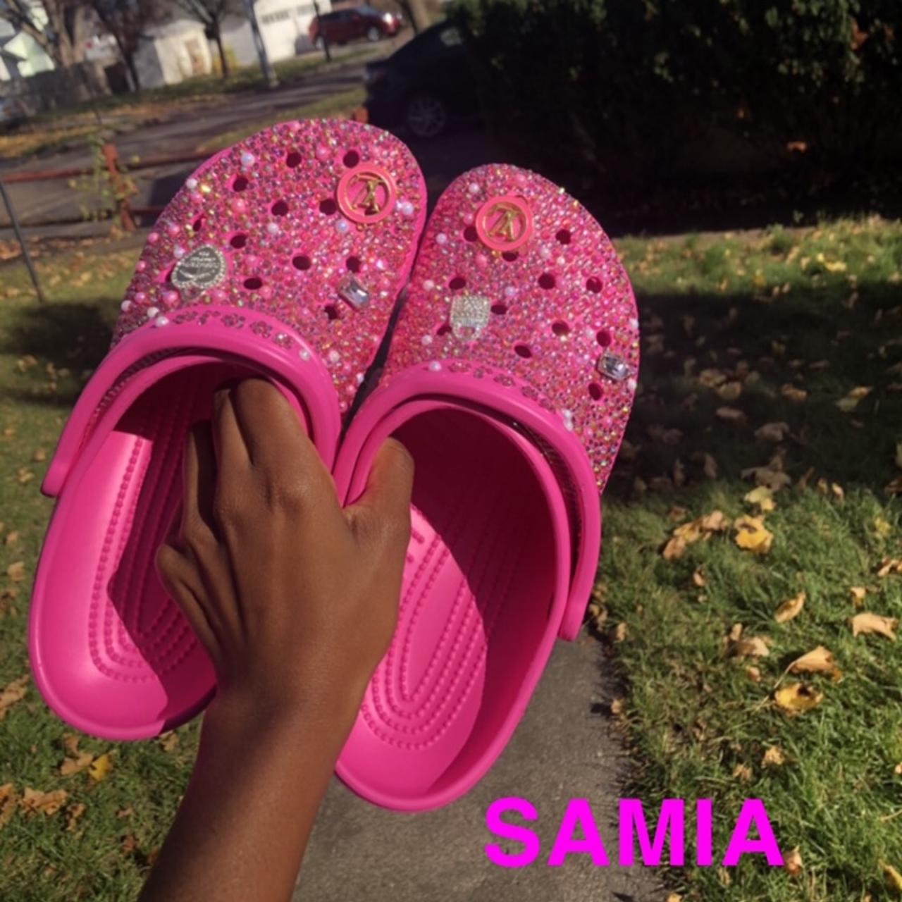pink custom crocs
