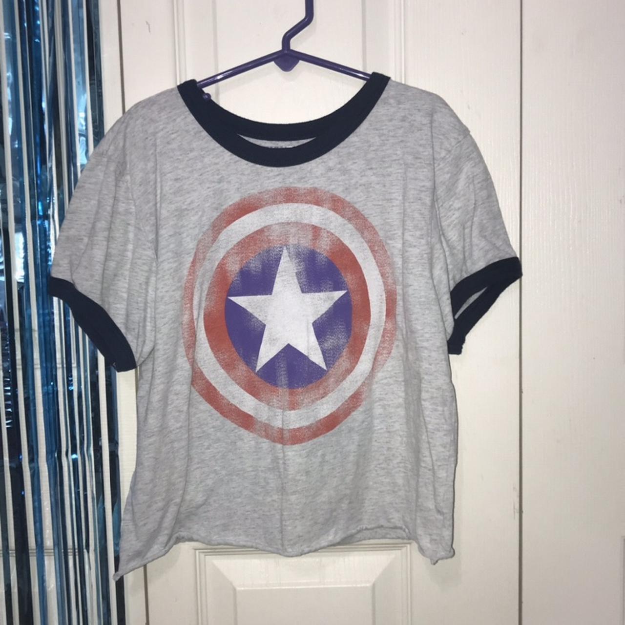 Marvel Women's Red and Blue Shirt | Depop