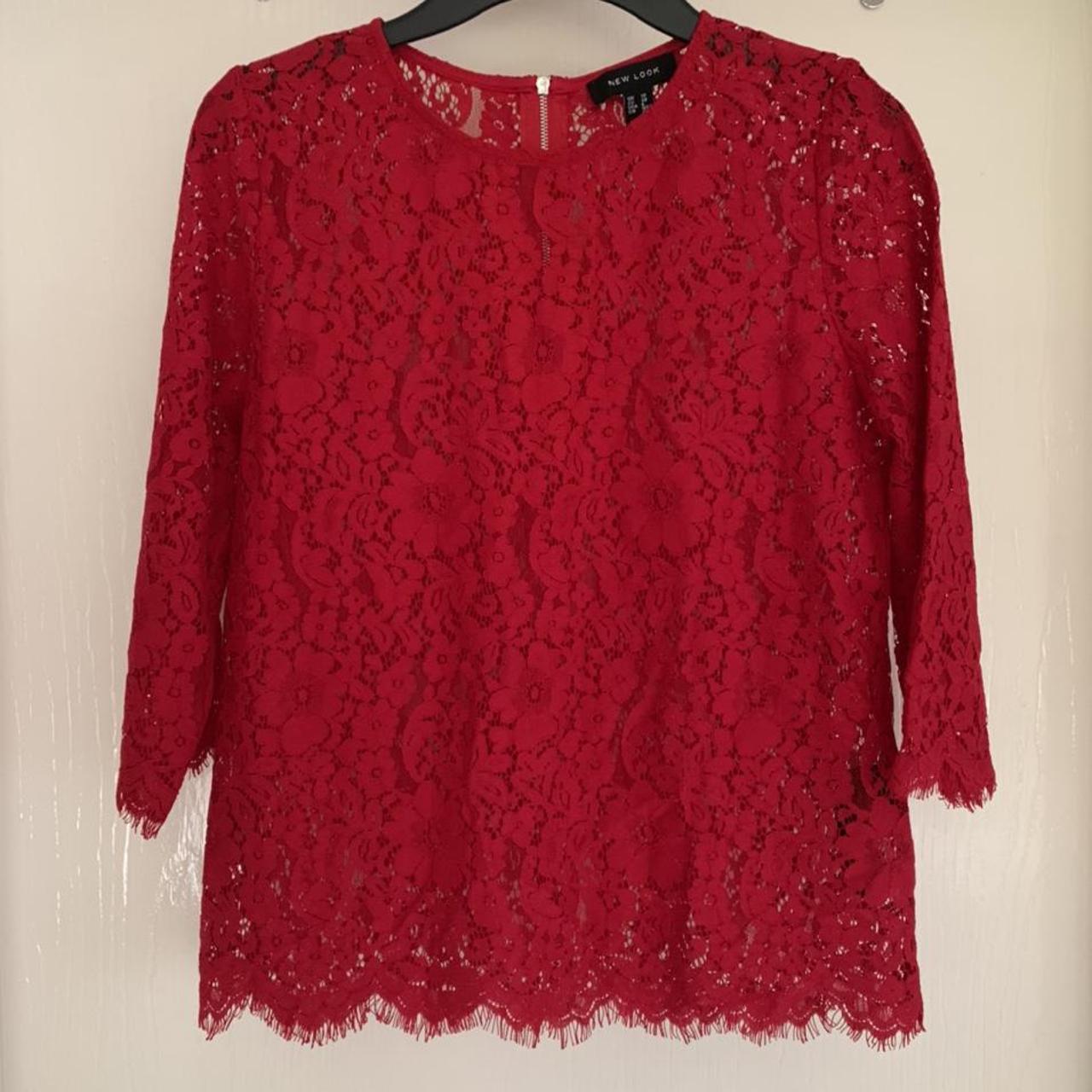 New Look - Red lace top - Zip detail on back - uk... - Depop