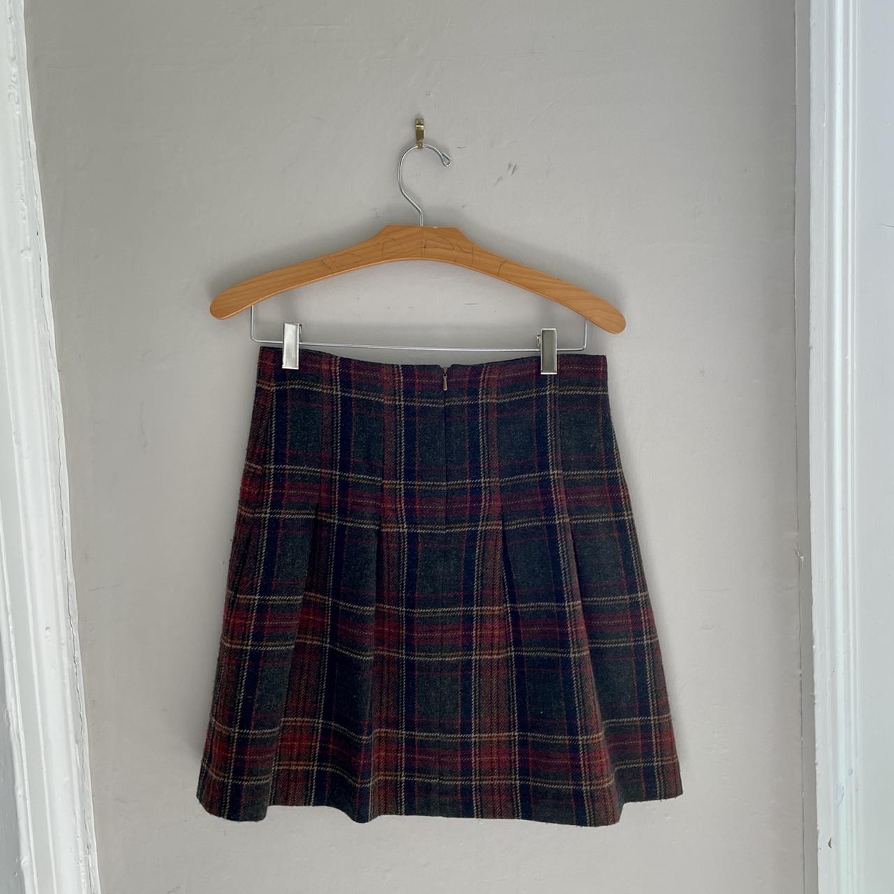 Jigsaw Pleated Tartan Wool Skirt Kilt in Red... Depop