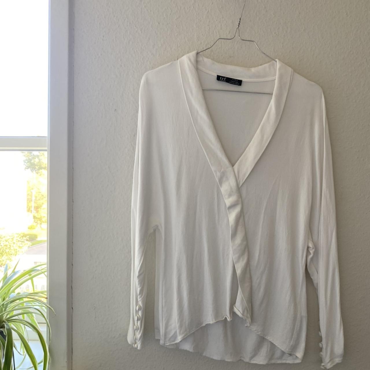 Basic white top from Zara with a silky feel. Worn a... - Depop