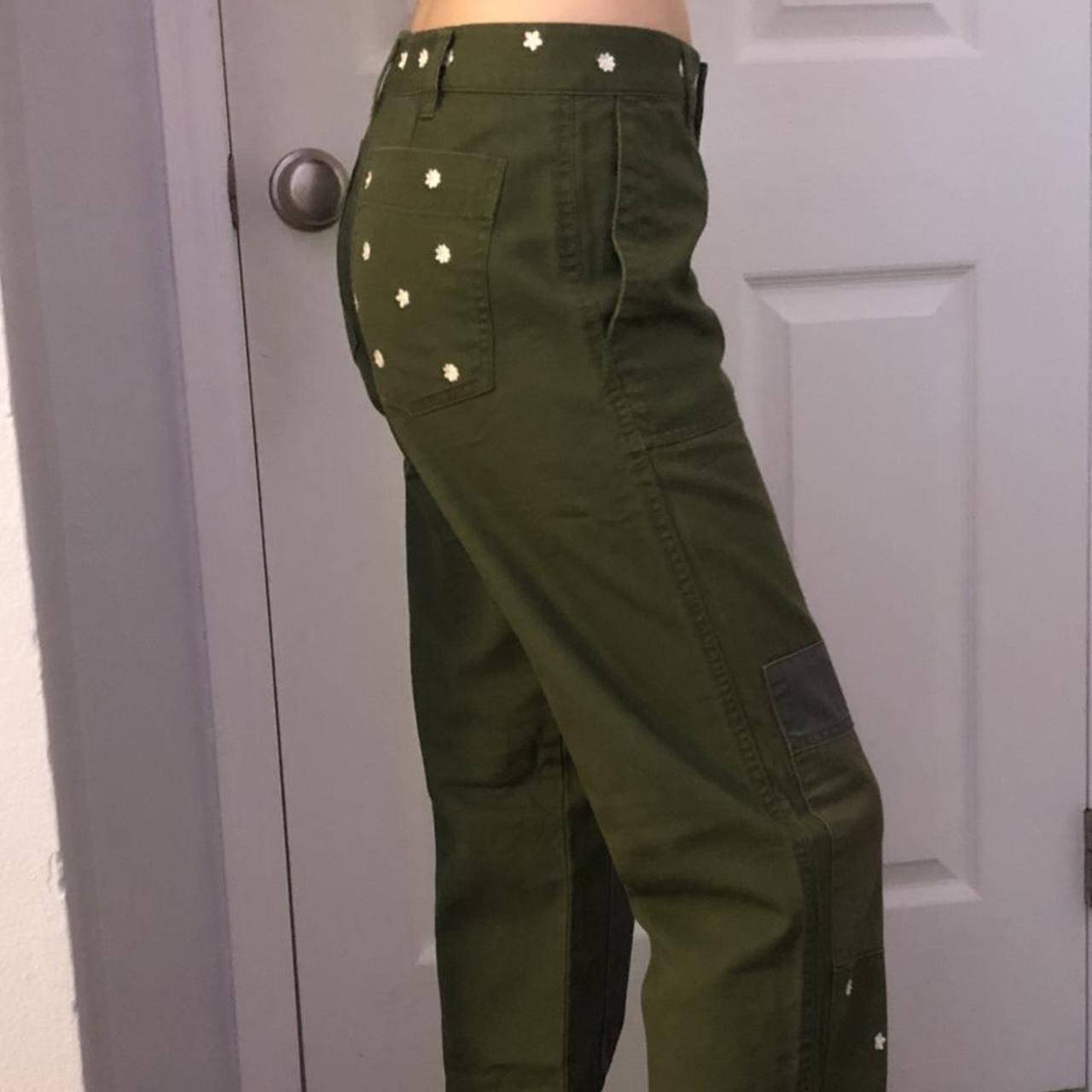 Green cargo pants with flowers 🌸 so flattering,... - Depop