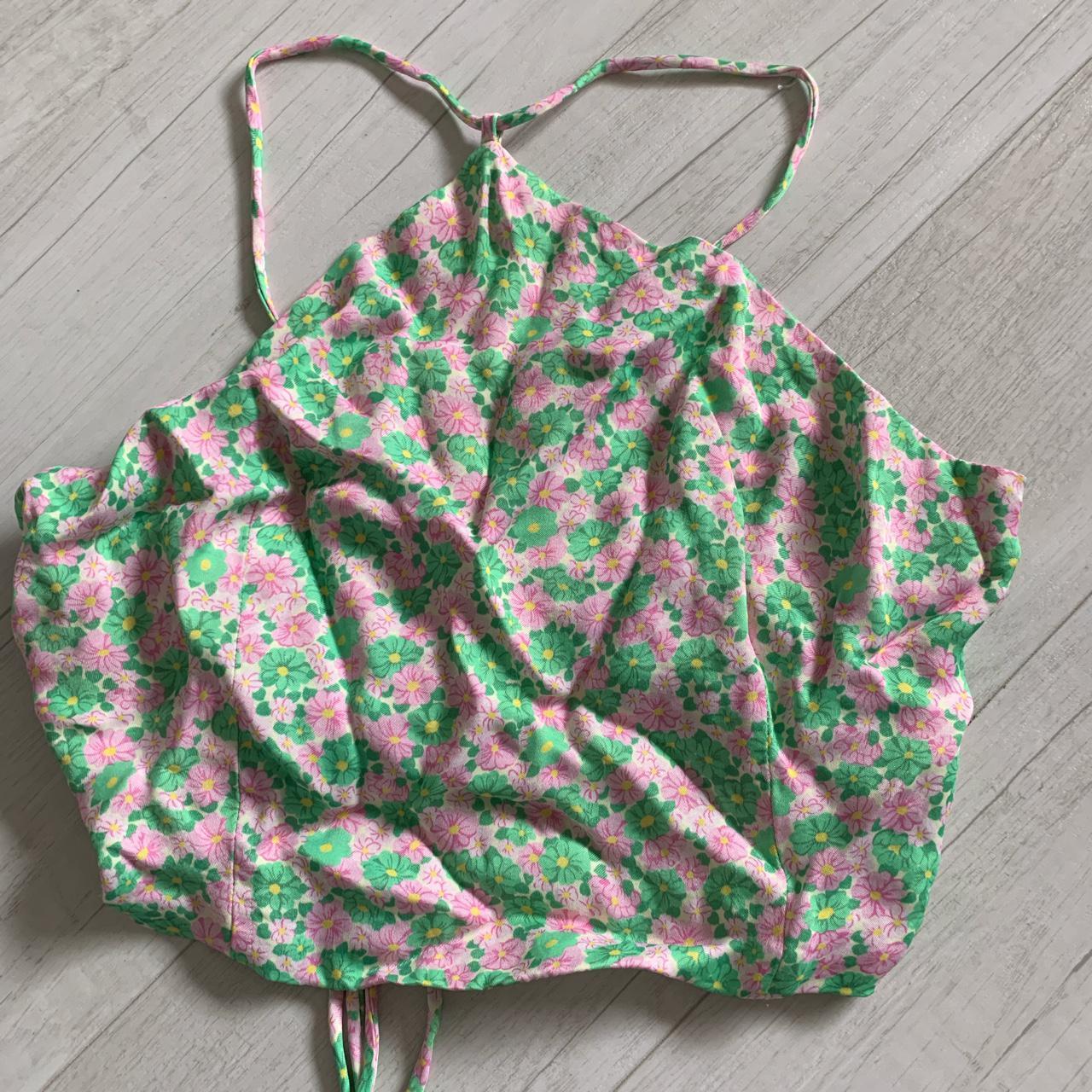 zara floral tie back halter top ☆ please try and... Depop