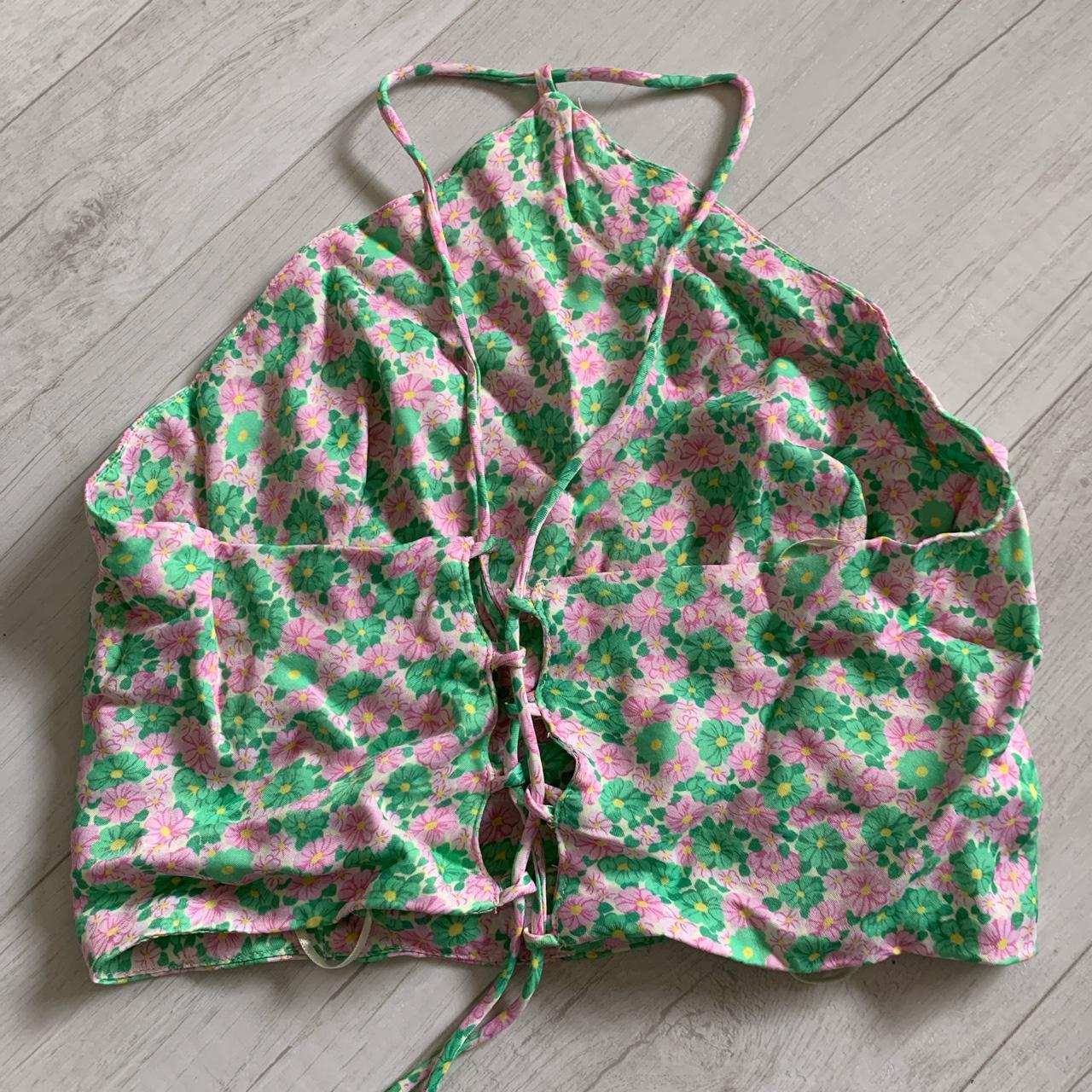 zara floral tie back halter top ☆ please try and... Depop