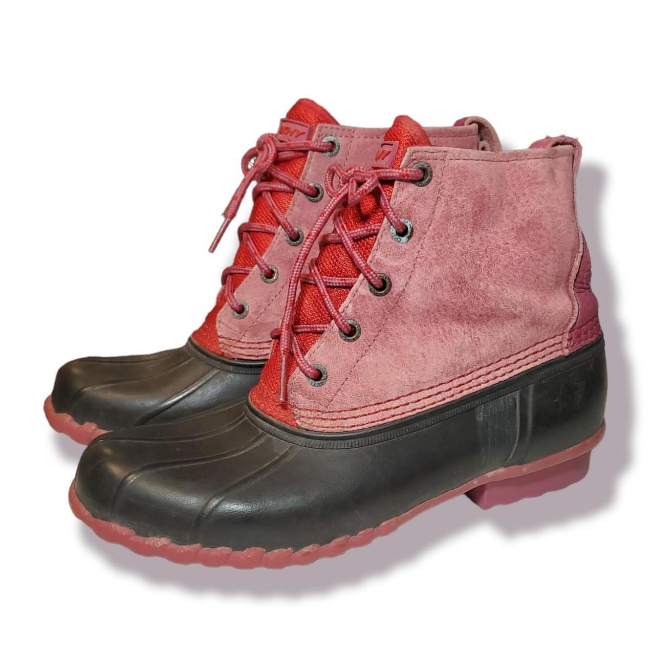 Red sperry rain clearance boots