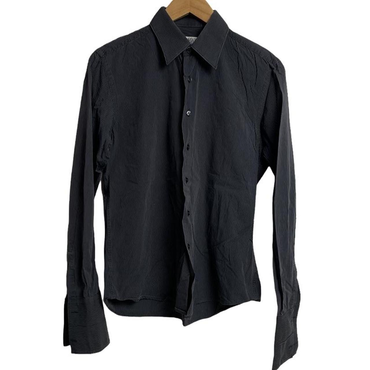 Balmain dress shirt black and grey pinstripe Size... - Depop