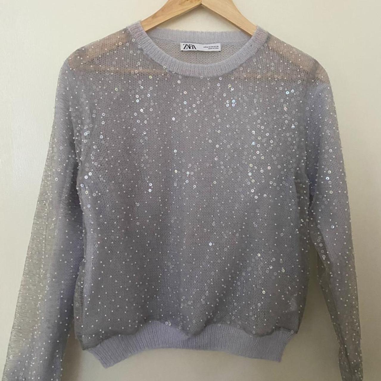 Blue sequin Zara jumper 💙 ️ Medium. Bought for... - Depop