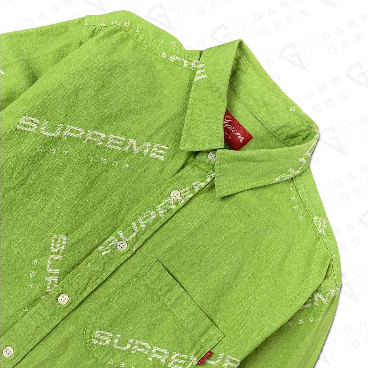 Supreme Men's Green and White Shirt | Depop