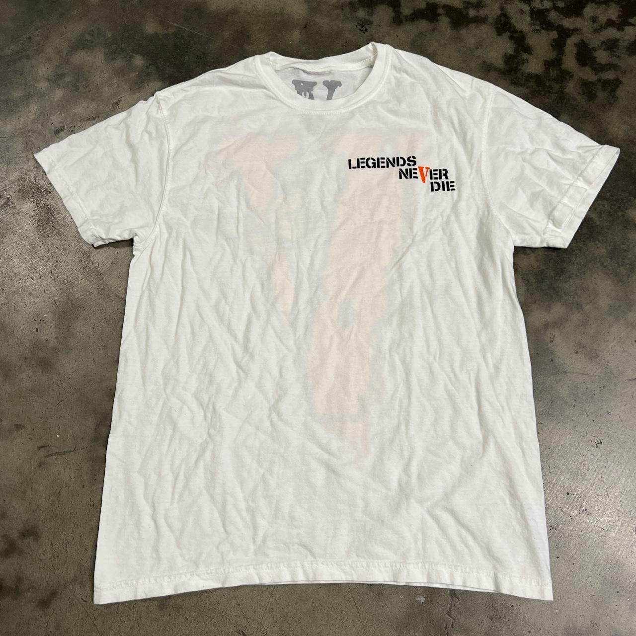 Vlone x Juice WRLD Butterfly White Short Sleeve... - Depop