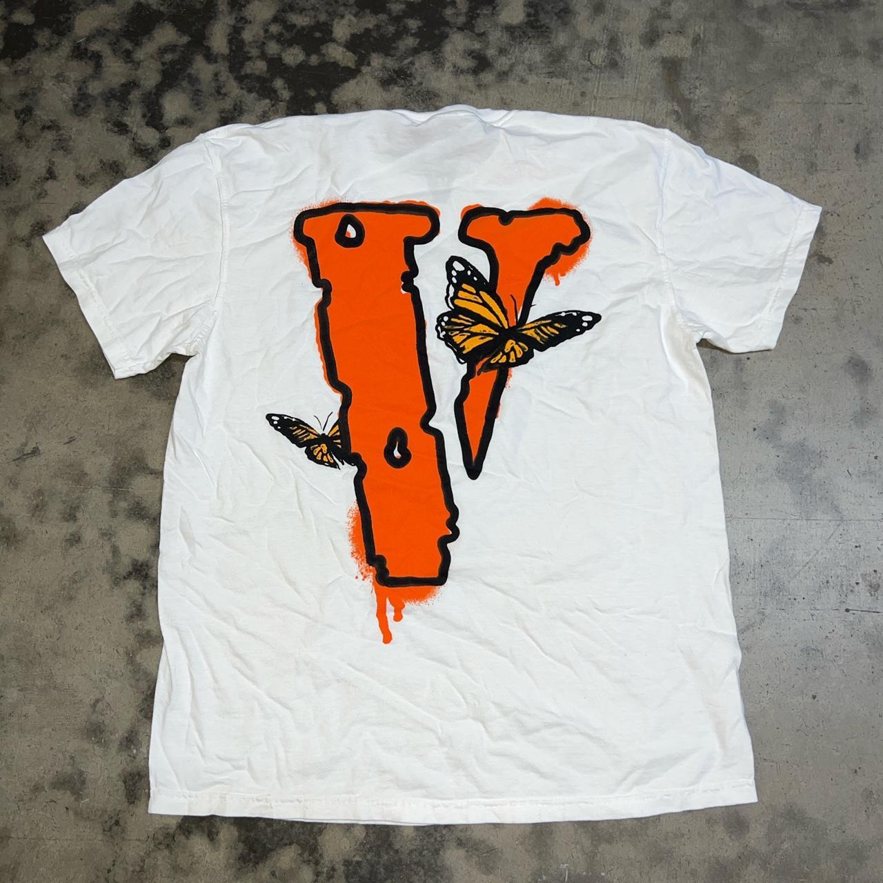 Vlone X Juice Wrld Butterfly White Short Sleeve T Shirt Depop