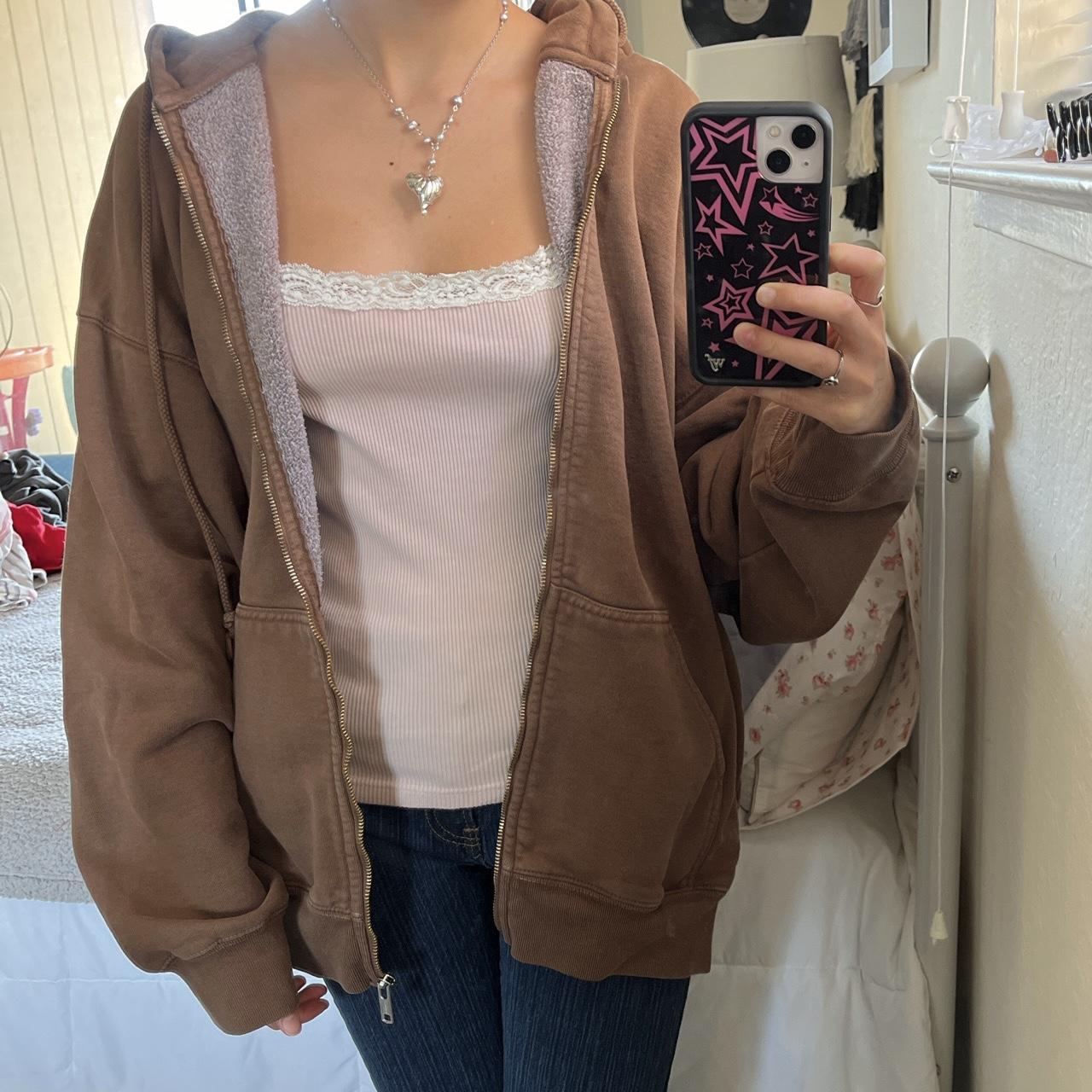 brandy melville brown christy hoodie ♡ one size ♡... - Depop