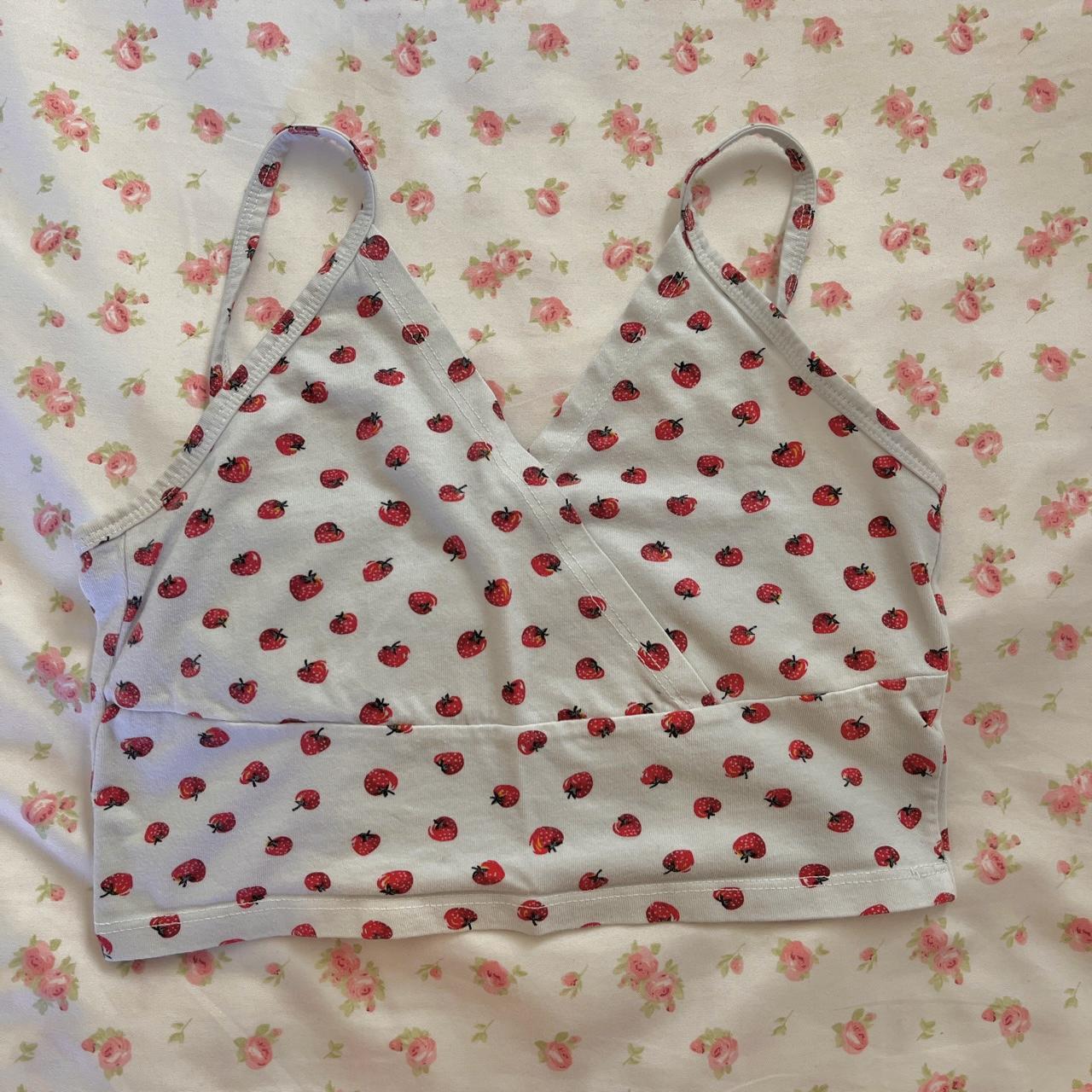 brandy melville strawberry amara tank ♡ one size ♡... - Depop