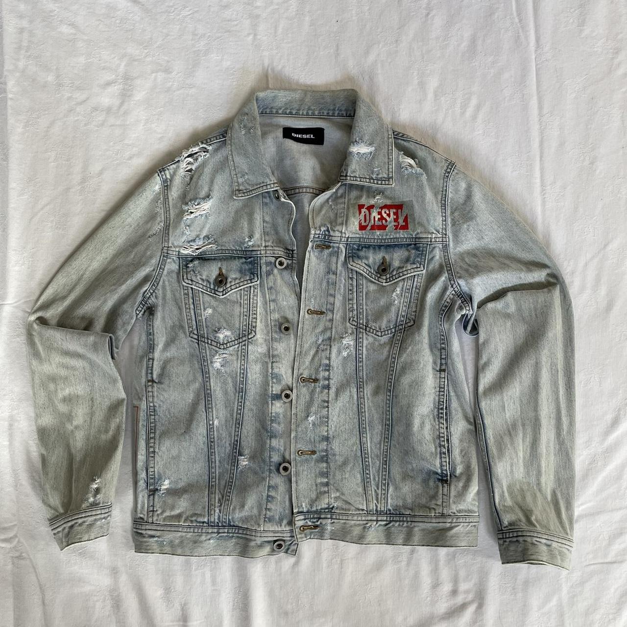 Diesel mens distressed denim jacket No size label... Depop