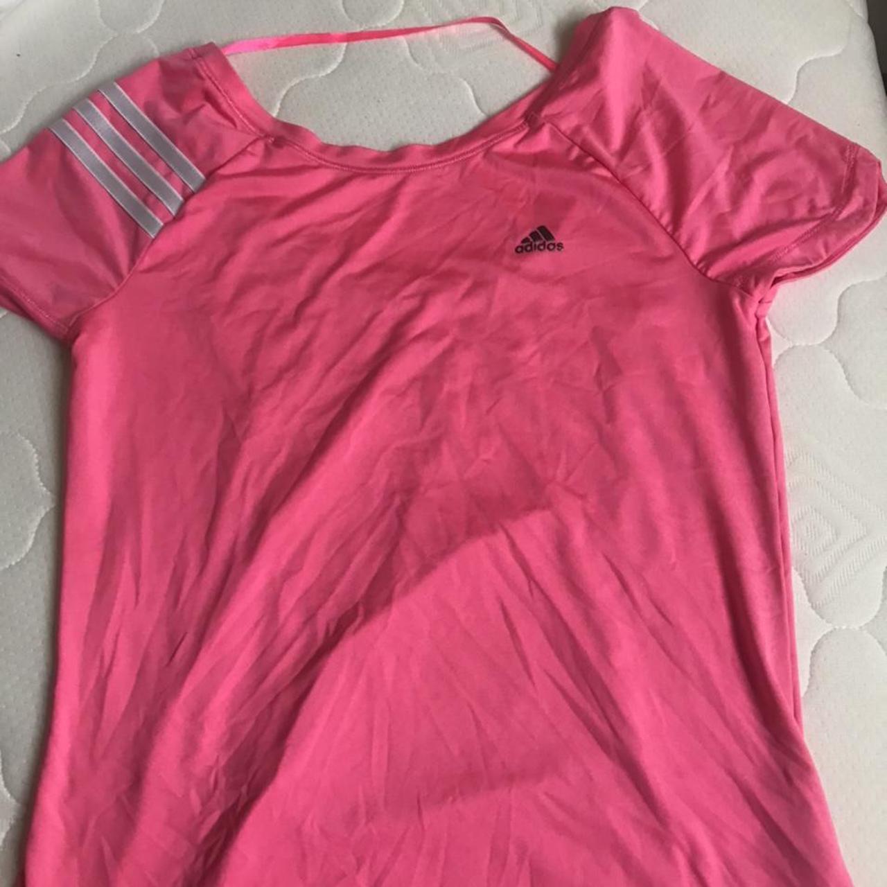 ADIDAS NEON PINK CLIMA COOL RUNNING TOP SIZE: XS... - Depop