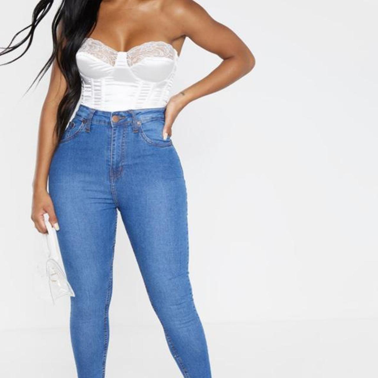 Shape mid wash high waist super stretch skinny Depop