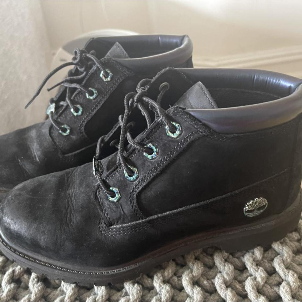 Timberland iridescent Teal and Black womens Depop