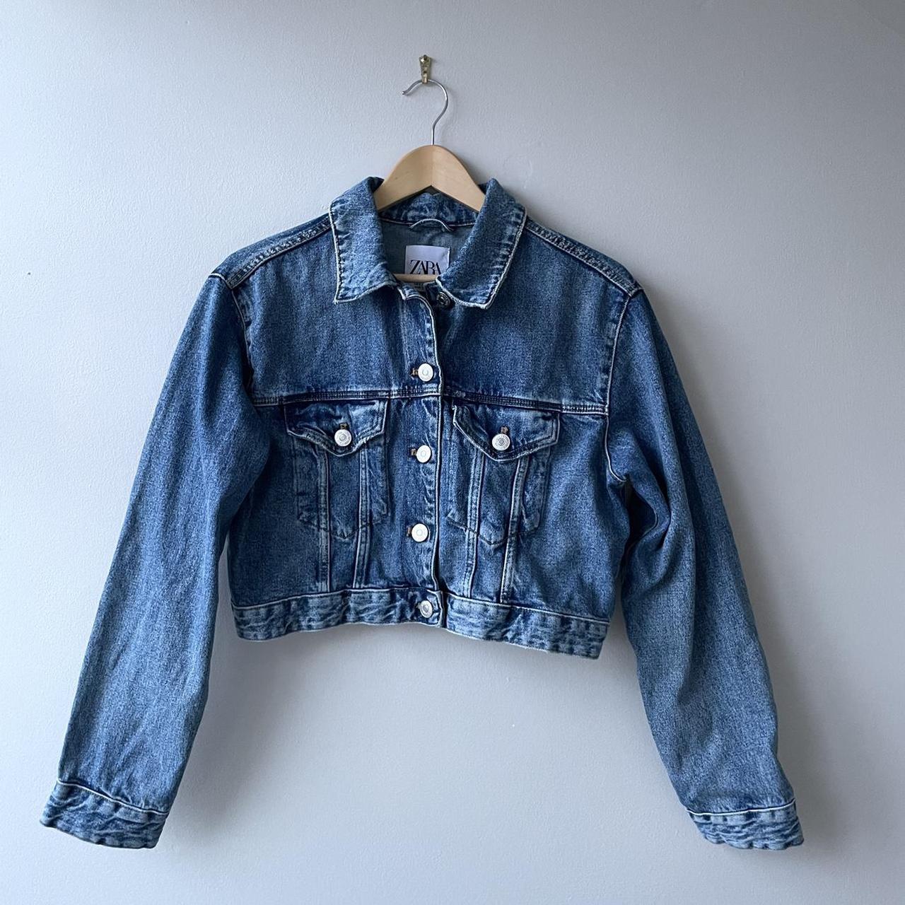 zara blue cropped denim jacket