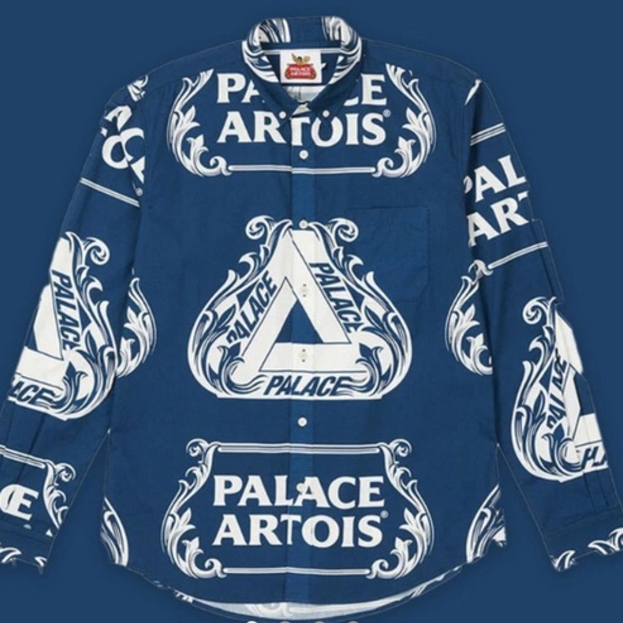 Palace x Stella Artois Navy Oxford Shirt. Size... - Depop