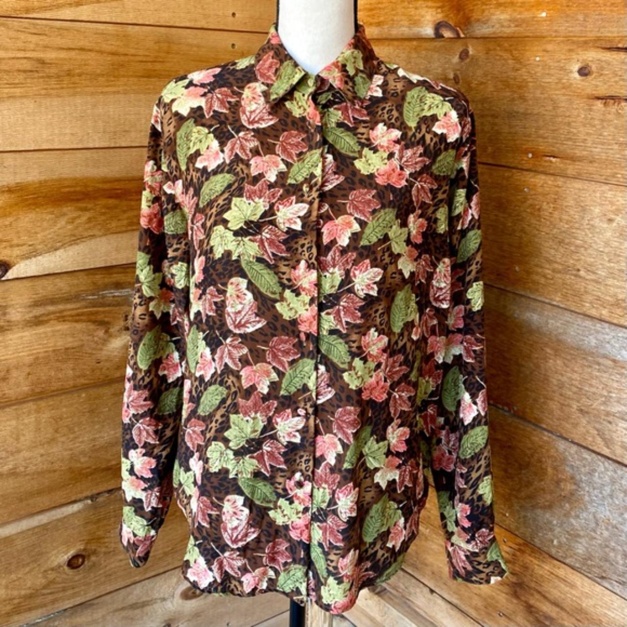 Vintage nineties 100% silk button down secretary... - Depop