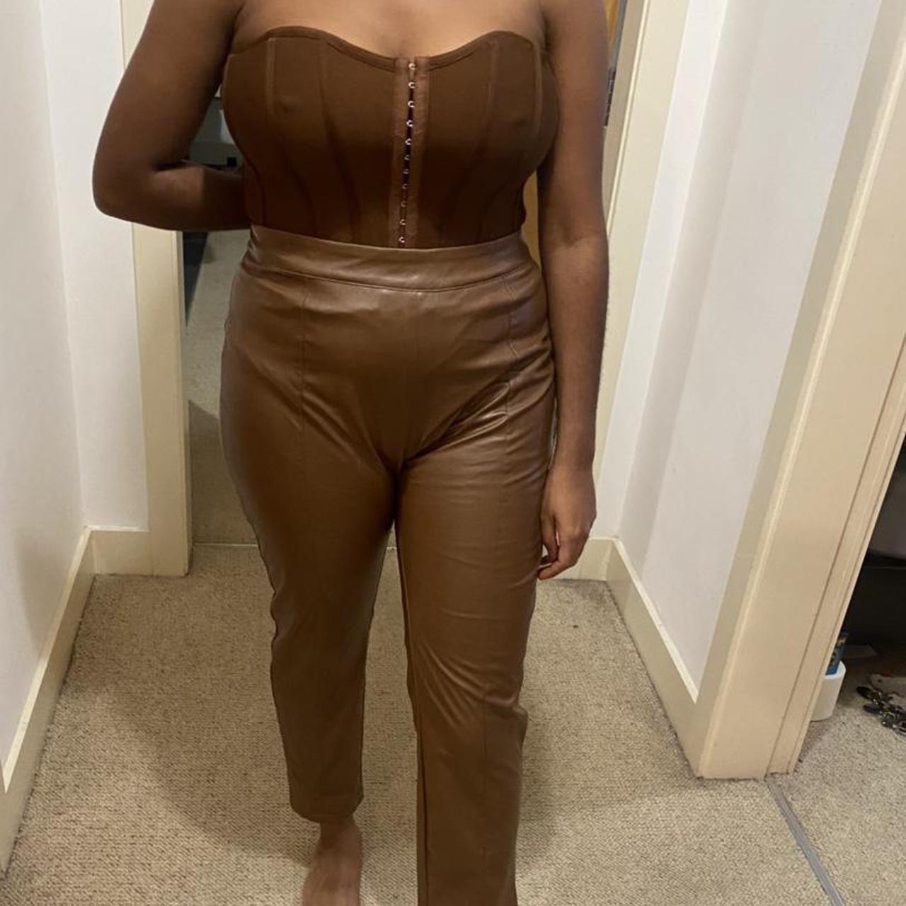 Brown straight leg high waisted trousers New with  Depop