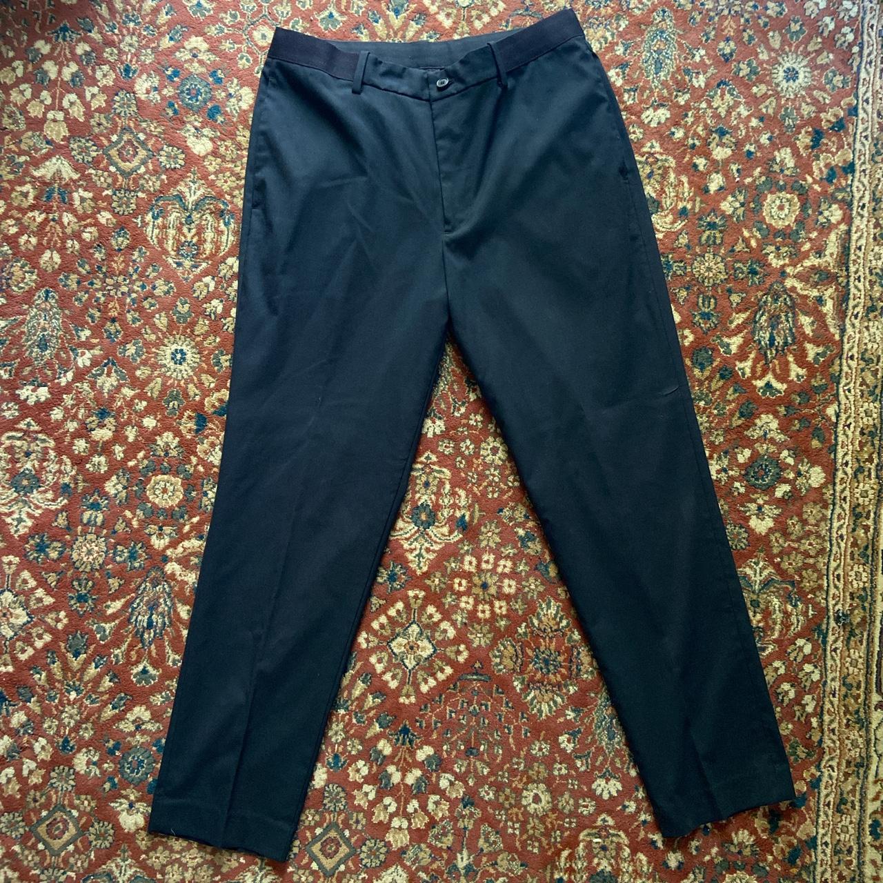 Uniqlo cropped suit pants dark navy, nearly black.... - Depop