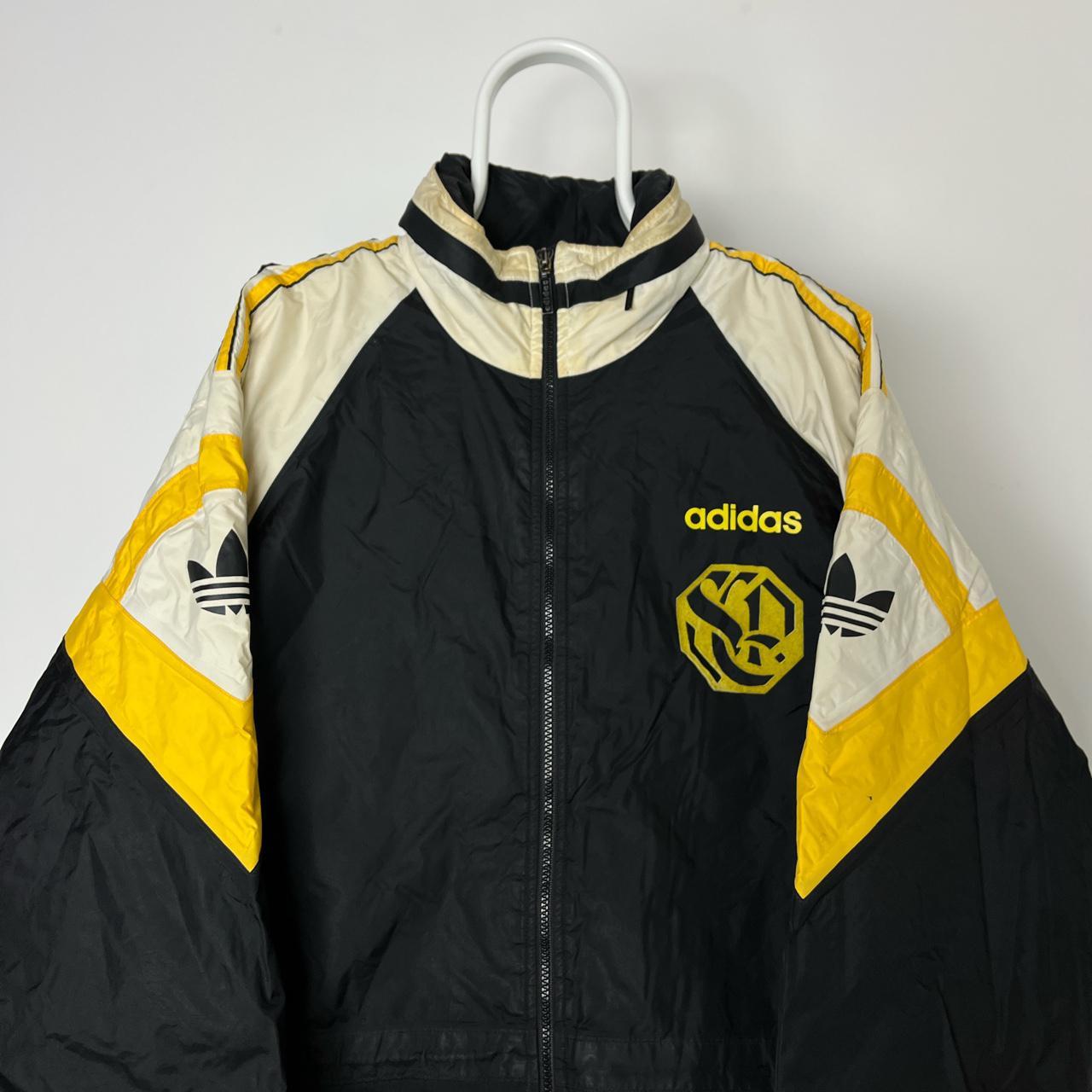 Adidas Men's Black and Yellow Jacket Depop