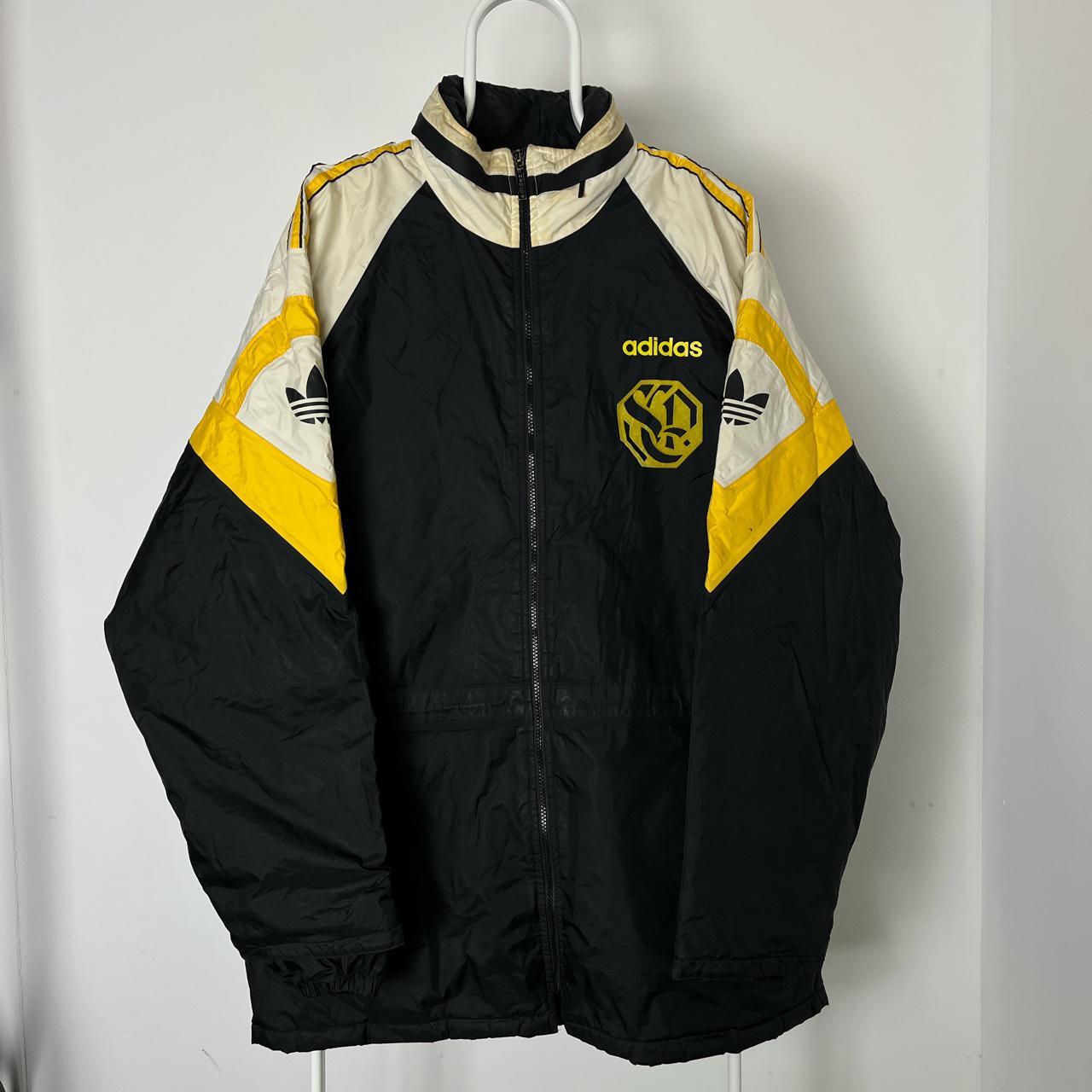 Adidas Men's Black and Yellow Jacket Depop