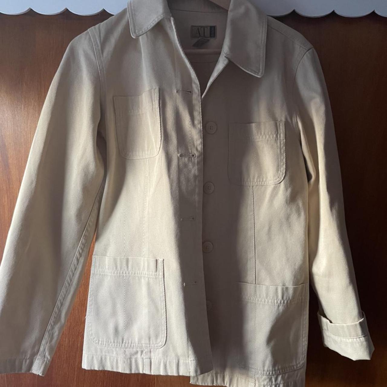 Beige Cream Denim Jacket %100 Cotton size small... - Depop