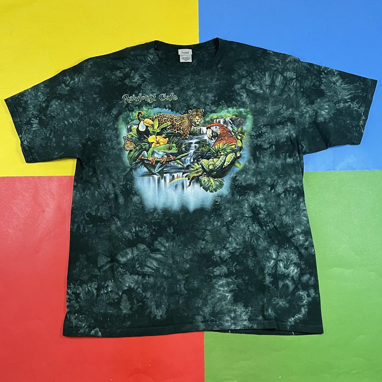 Vintage Rainforest Cafe shirt. Y2K era tie dye with... - Depop