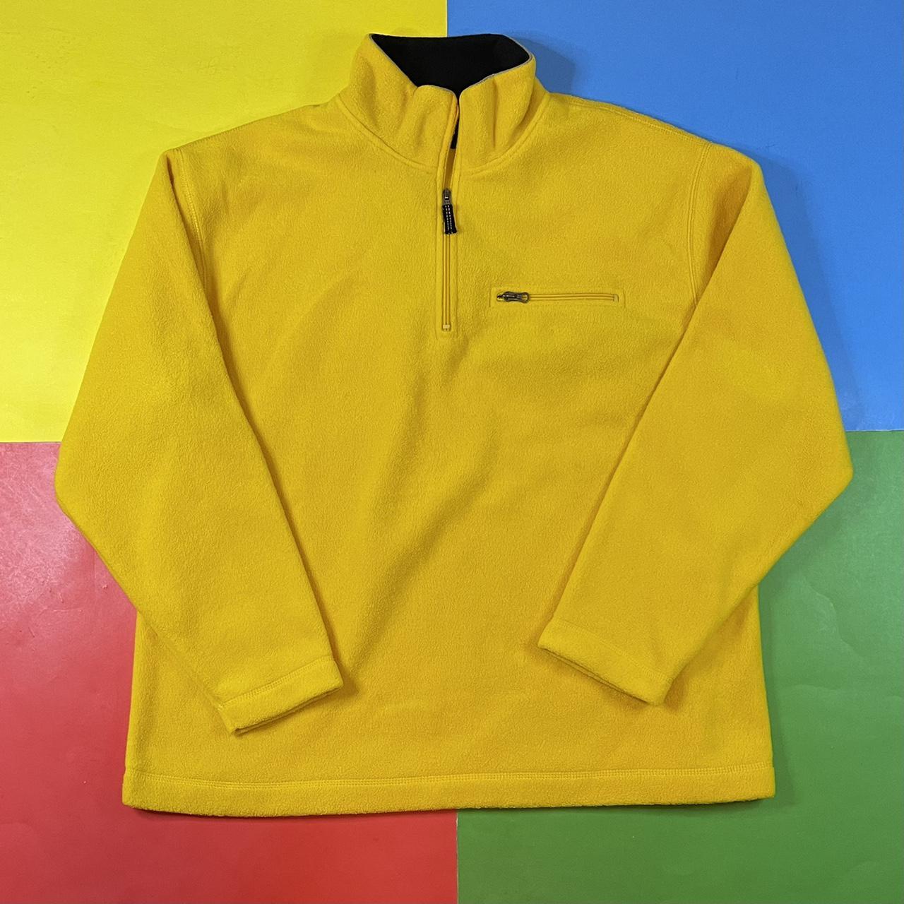 Vintage Gap fleece. 1/4 zip yellow fleece pullover... - Depop