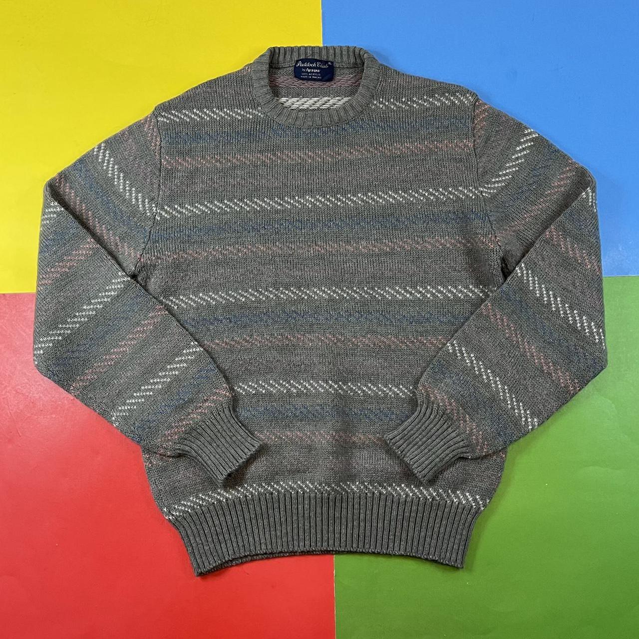 Vintage striped sweater. 90’s grey and pastel pink... - Depop
