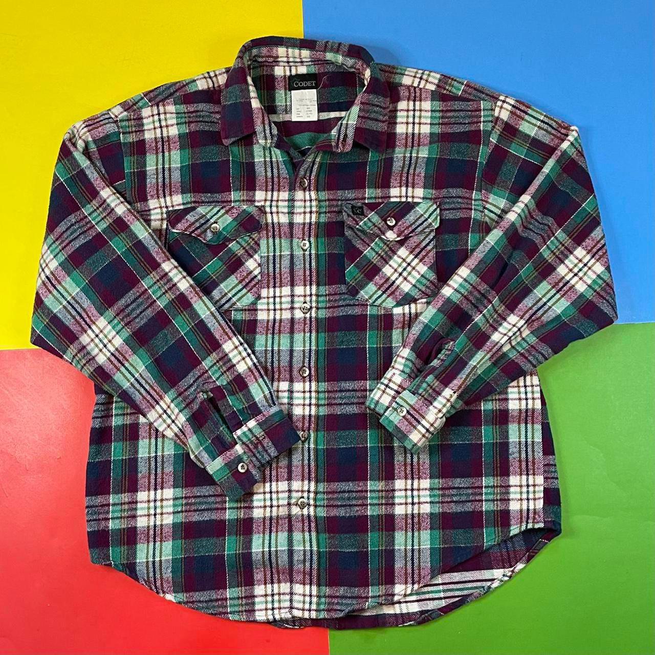 Vintage plaid flannel shirt. Heavyweight “shacket”... - Depop