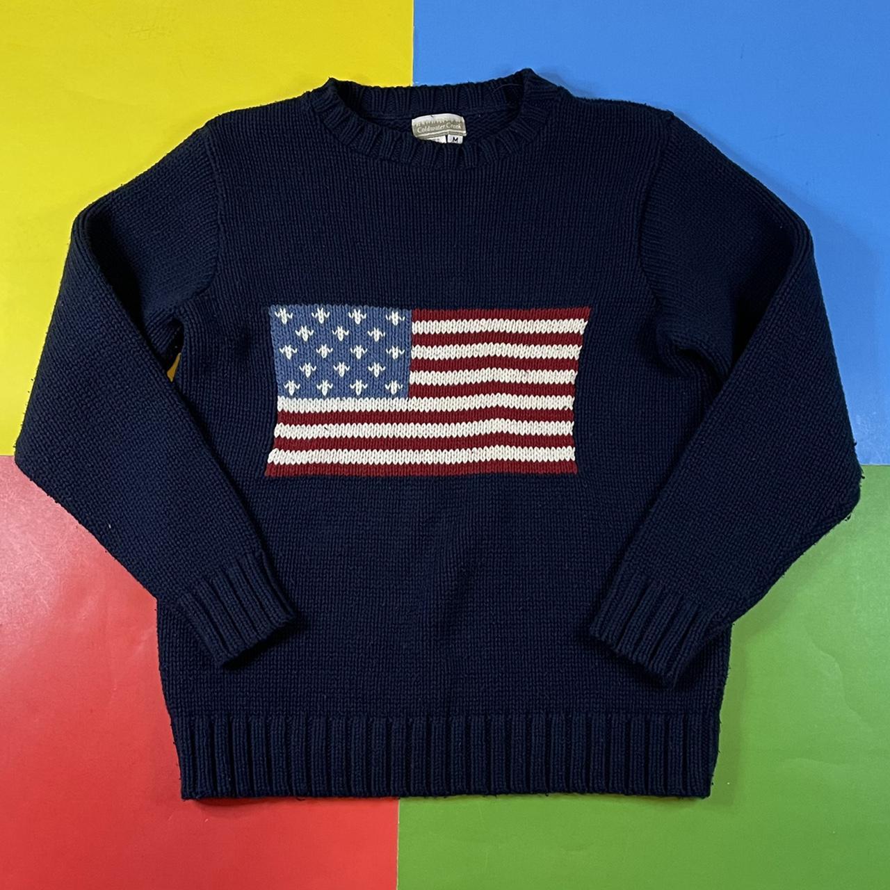 Vintage Flag Sweater. 90’s Knit Sweater With... - Depop