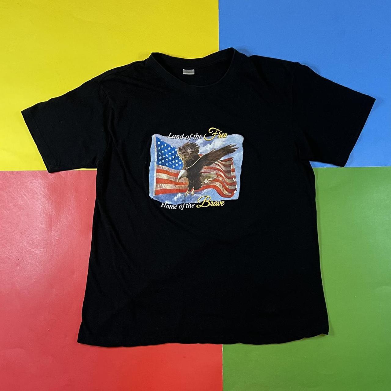 Land of the Free tee. Black t shirt with iconic... - Depop