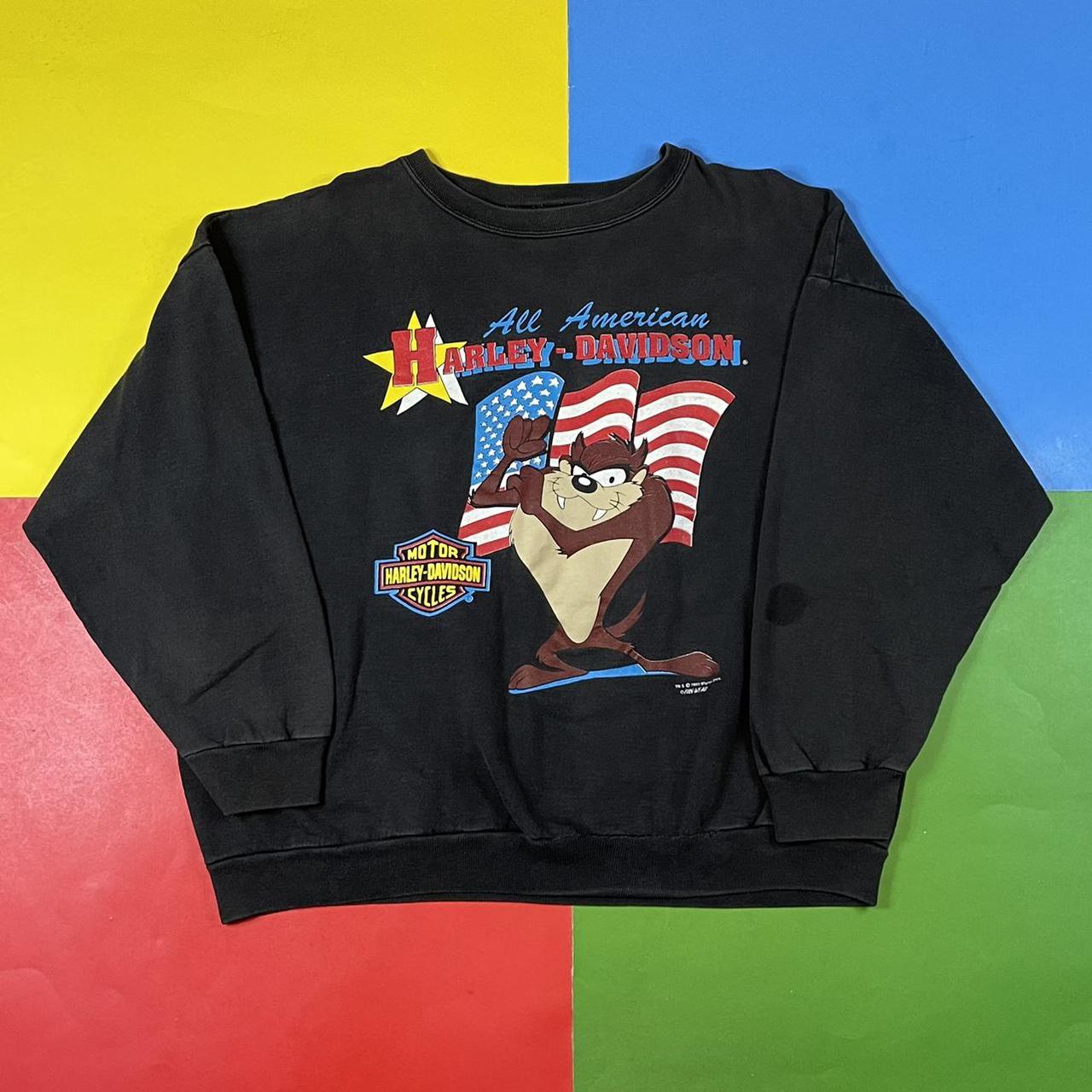 Vintage Taz Harley Sweatshirt. 90’s Looney Tunes... - Depop