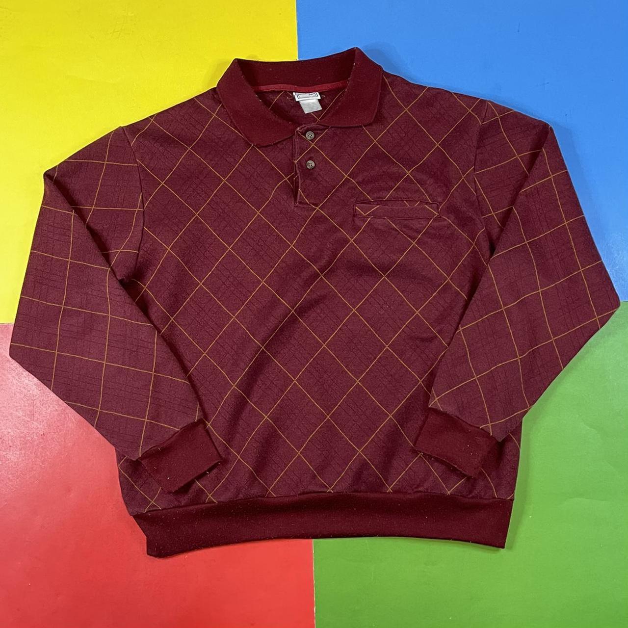 Vintage collared sweatshirt. 90’s diamond pattern... Depop