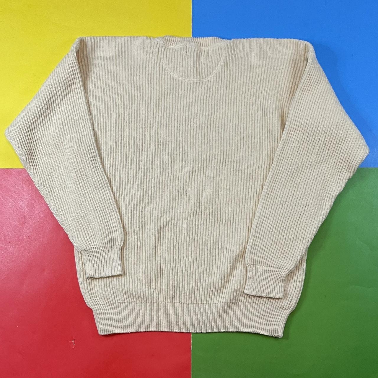 Vintage cream sweater. Off white colored ribbed... - Depop