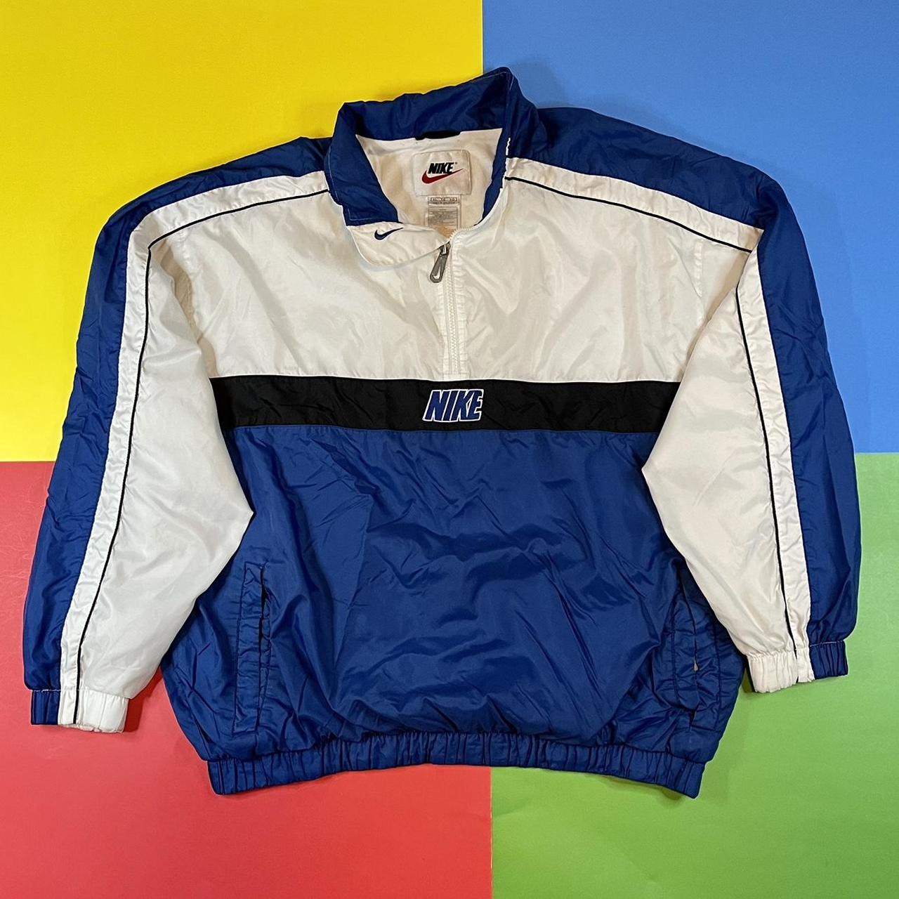 Vintage Nike jacket. 90’s pullover color block... - Depop