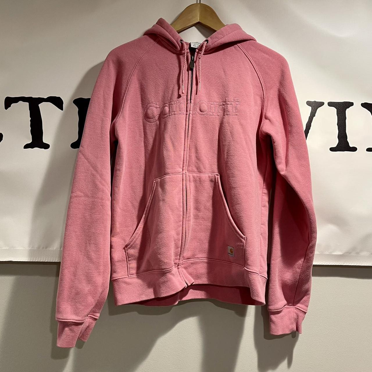 Pink Carhartt hoodie. 2011 pink tonal zip up hooded... - Depop