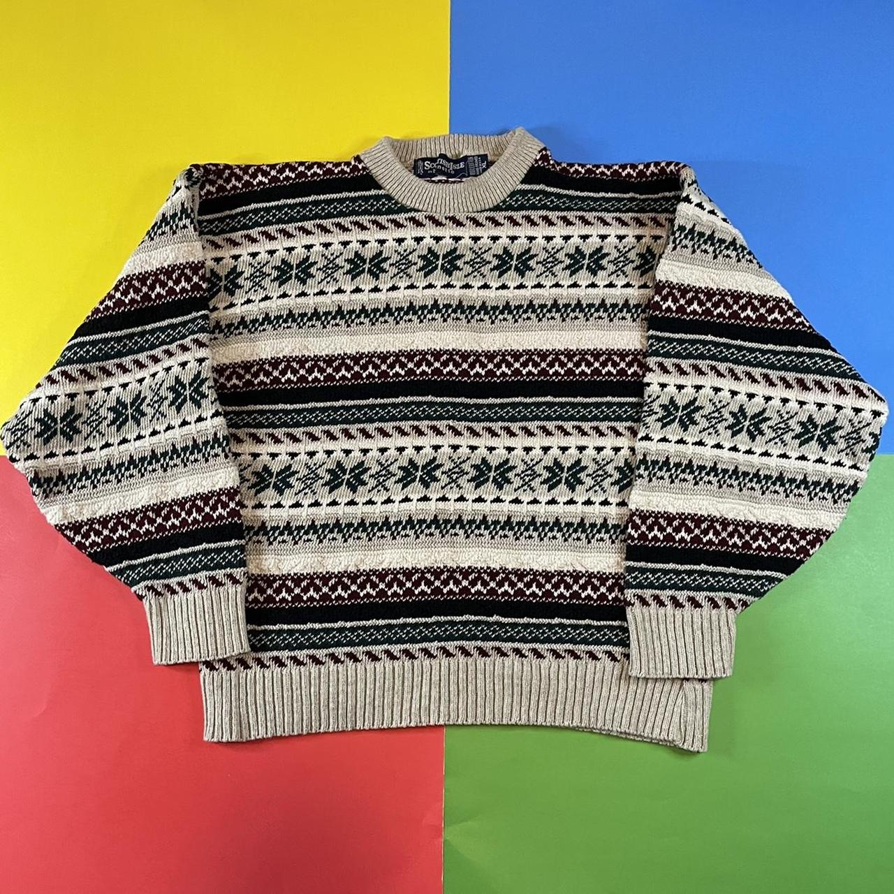 Vintage knit sweater. 90’s hand framed cotton... - Depop