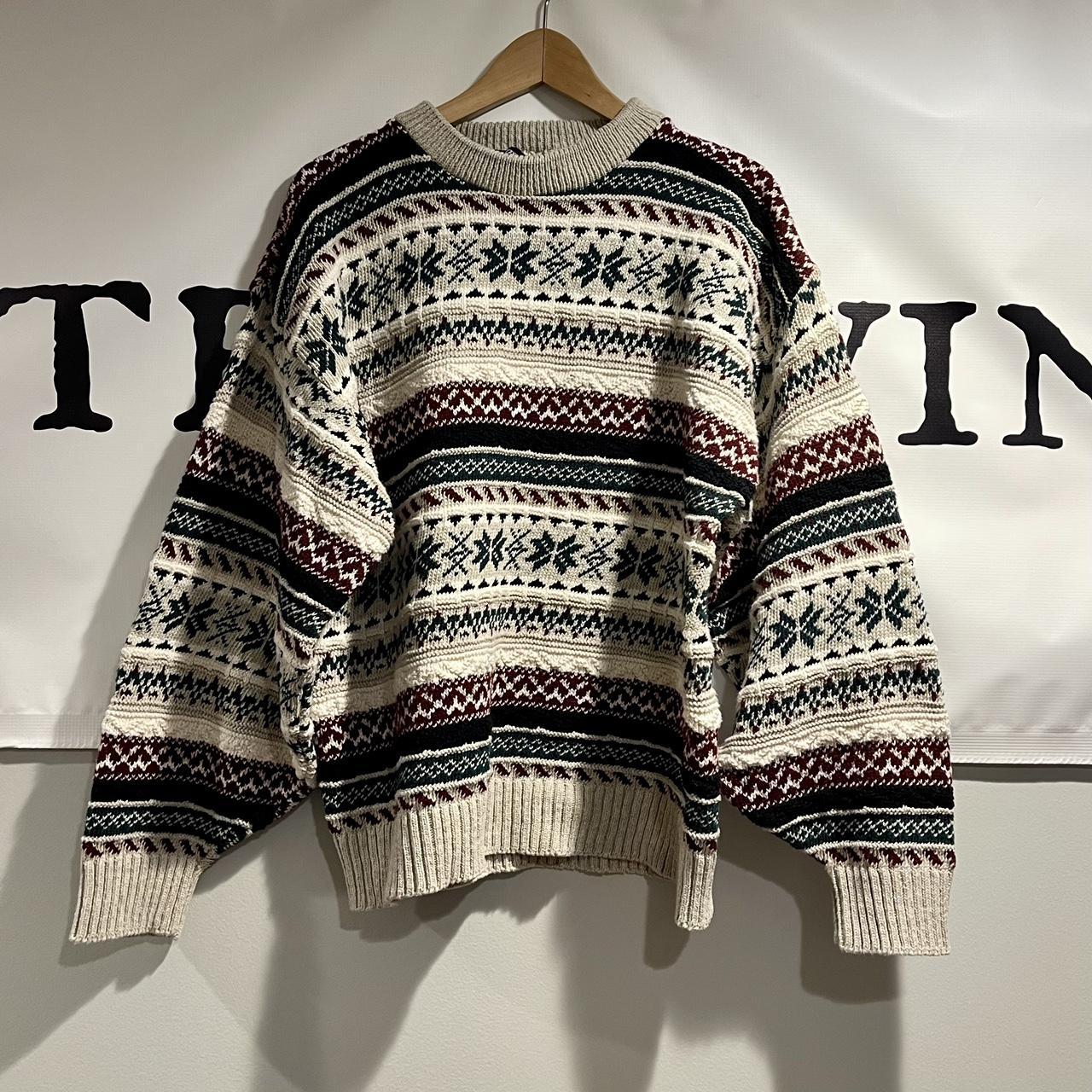 Vintage knit sweater. 90’s hand framed cotton... - Depop