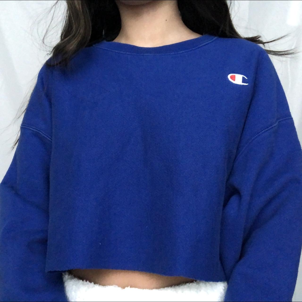 royal blue champion crop hoodie