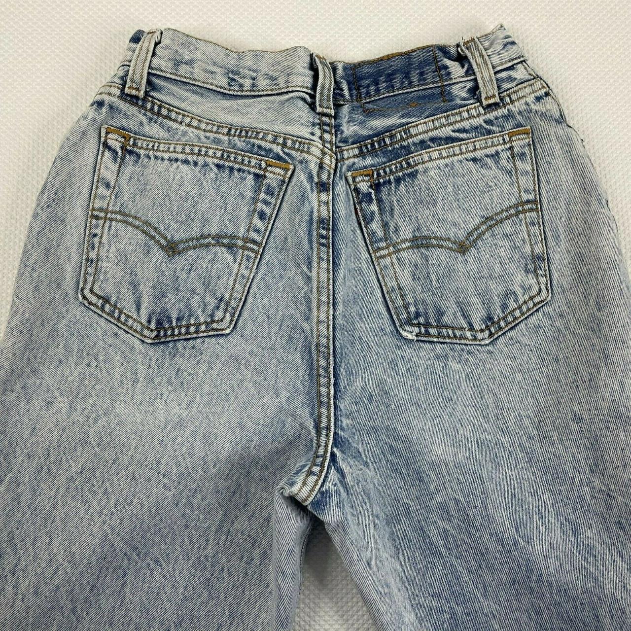 Vintage 80s Button Fly Acid Wash Blue Denim Mom... - Depop