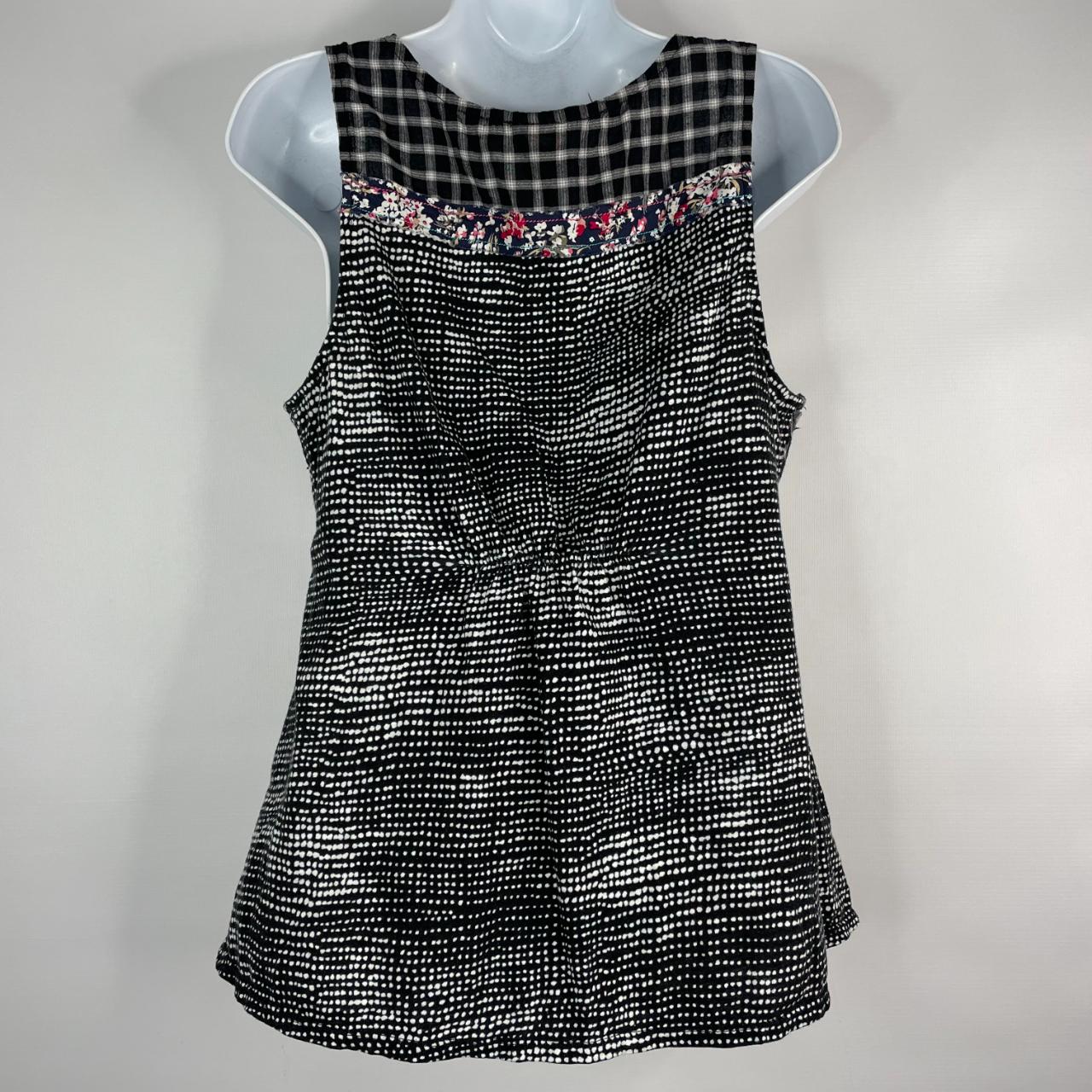 Black White Patchwork Sleeveless Blouse Top Brand:... - Depop