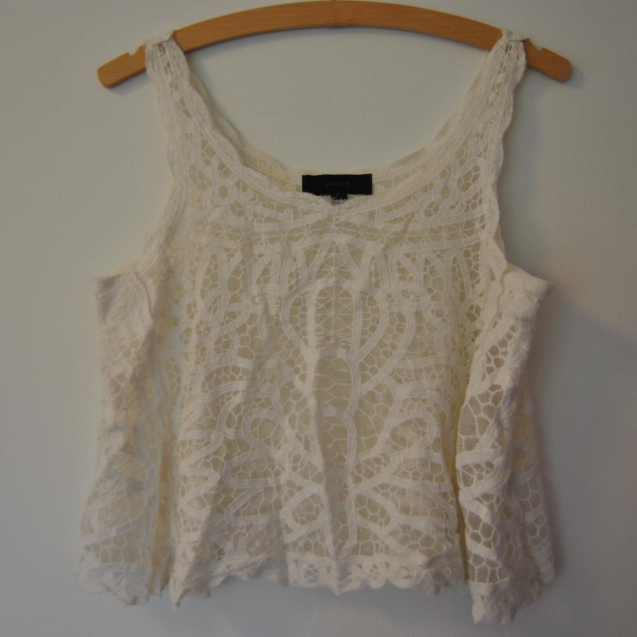 pretty white lace sheer cami would recommend size... - Depop