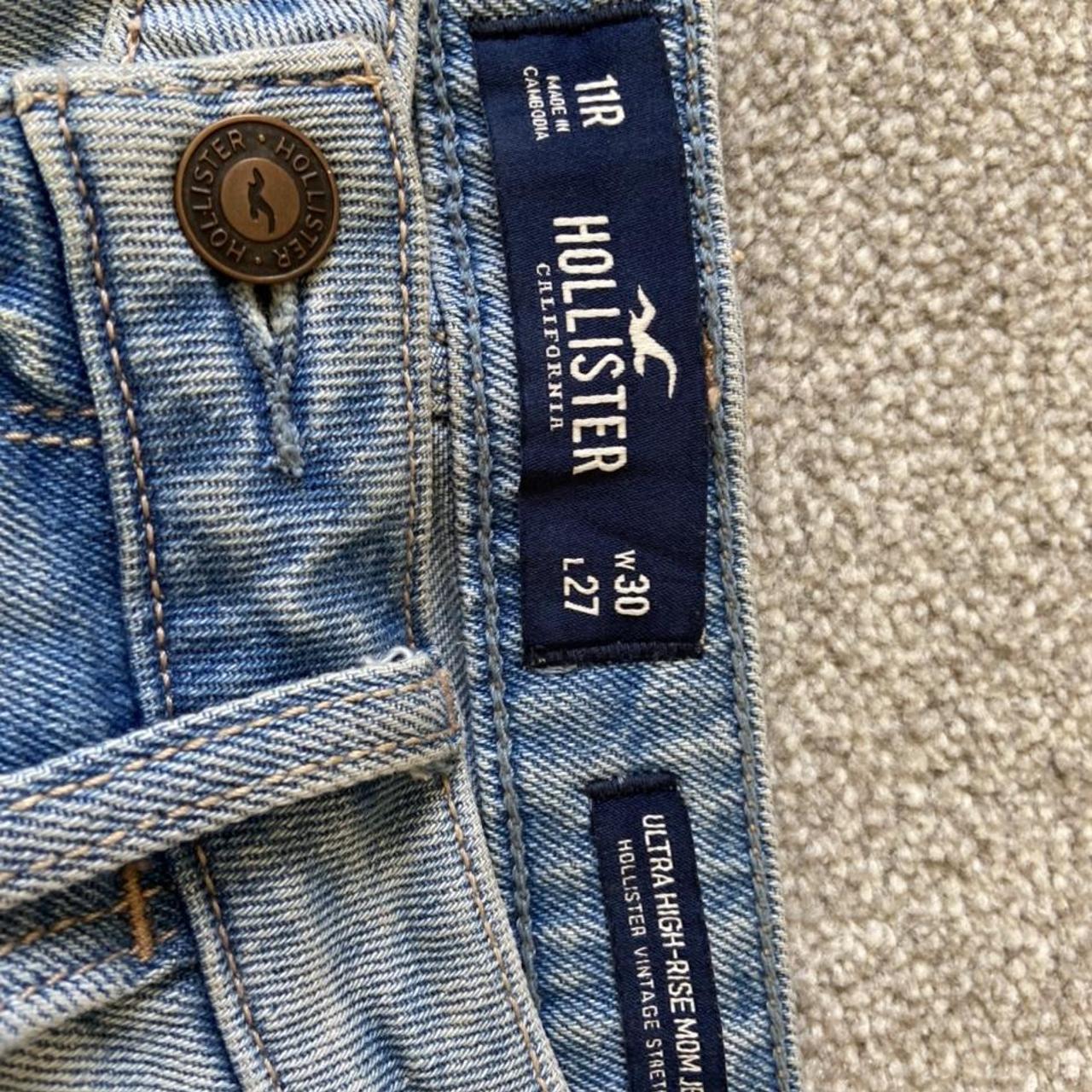 Hollister Ripped Blue Ultra High Rise Mom Jeans W30... - Depop