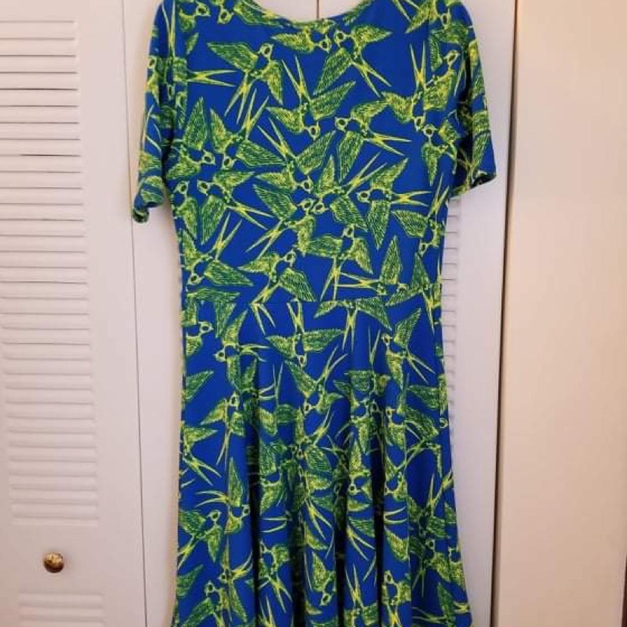 LuLaRoe Nicole dress with sparrow print. Fitted... - Depop