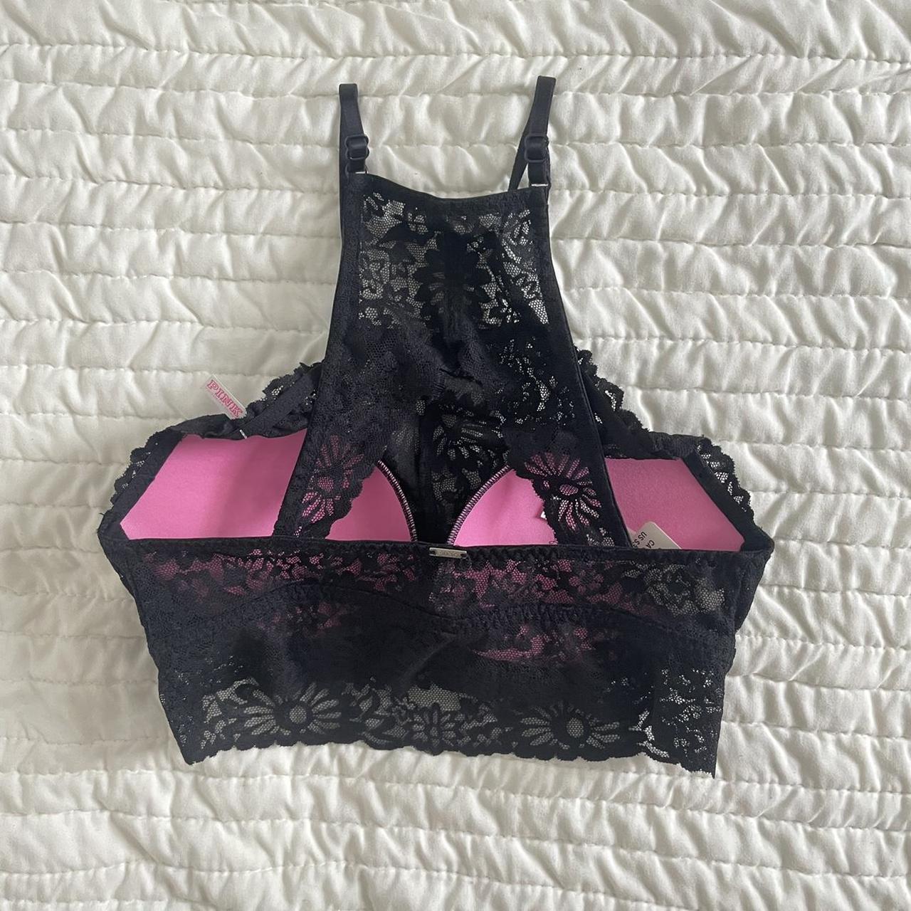 Victoria's Secret Underwire Black Lace Halter - Depop